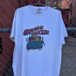 FREE SHIPPING VINTAGE HARLEY BIKER INSPIRED MOTHER TRUCKER SATIRE TEE XL